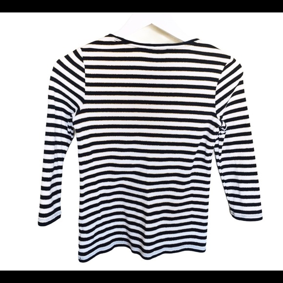CHARTER CLUB Petite Stripe Top/Tee With Long Sleeves Black Size Small - Picture 9 of 12